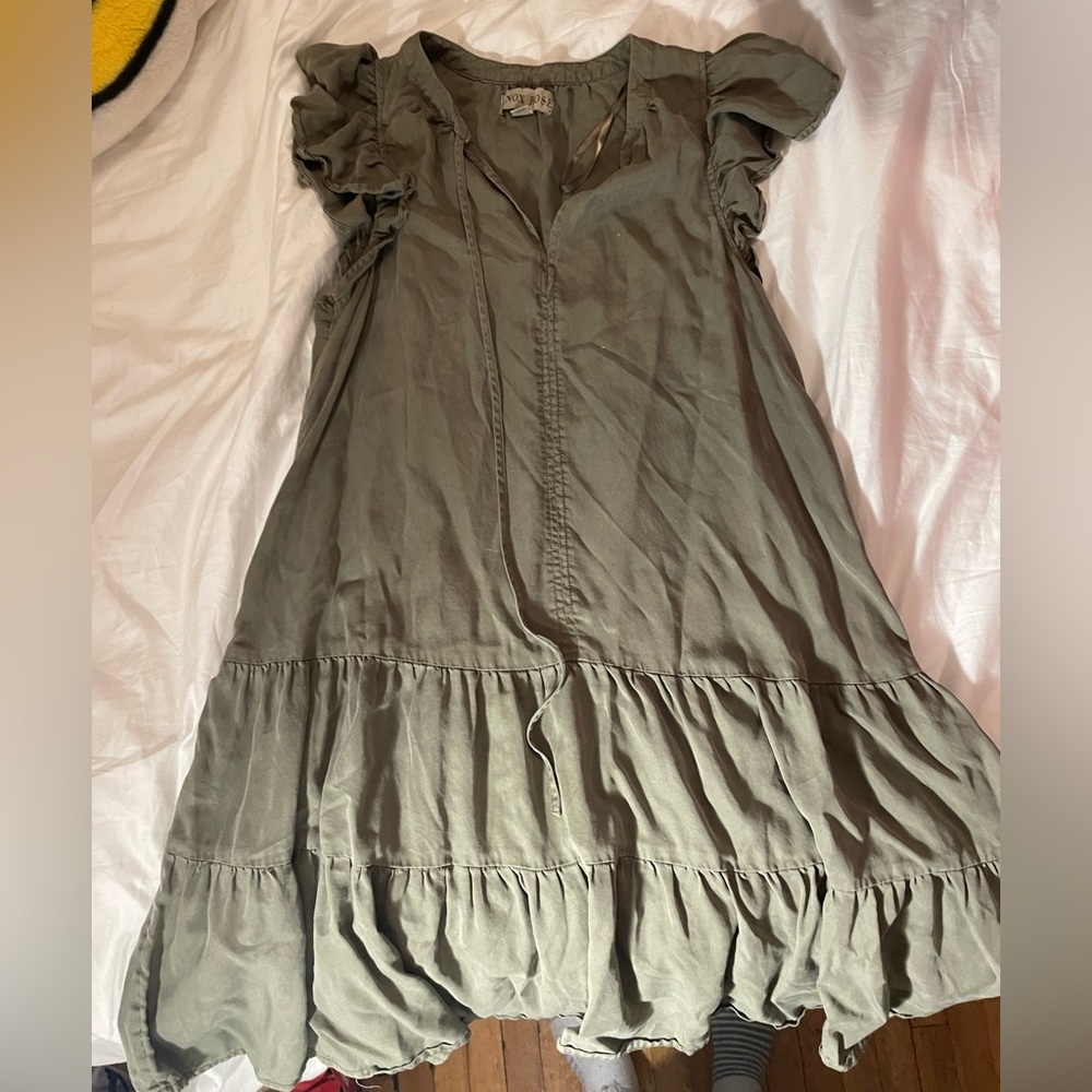 knox rose olive green Frills & ruffles short dress - small like new condition